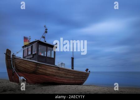 Old Fishing Boat, Beach, Ahlbeck, Usedom Island, Mecklenburg