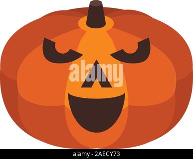 Cute pumpkin icon, isometric style Stock Vector
