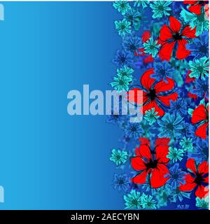 Retro pattern for decorative design. Flowers blossom illustration pattern. Spring floral texture. Wild flowers blooming spring. Wild leaf wildflower Stock Vector