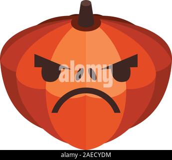 Sad holiday pumpkin icon, isometric style Stock Vector