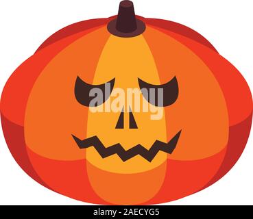 Bad halloween pumpkin icon, isometric style Stock Vector