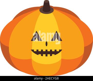 Cute halloween pumpkin icon, isometric style Stock Vector