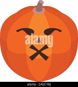 Cute evil pumpkin icon, isometric style Stock Vector