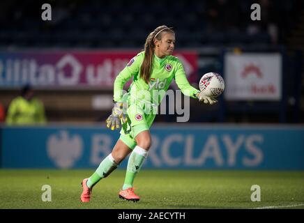 High Wycombe, UK. 08th Dec, 2019. Goalkeeper Grace Moloney of Reading Women during the FAWSL match between Reading Women and Arsenal Ladies at Adams Park, High Wycombe, England on 8 December 2019. Photo by Andy Rowland. Credit: PRiME Media Images/Alamy Live News Stock Photo