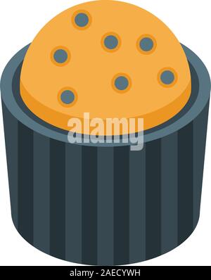 Blackberry cupcake icon, isometric style Stock Vector