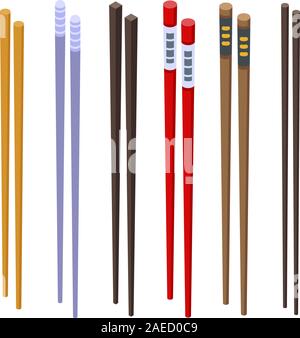 Chopsticks icons set, isometric style Stock Vector