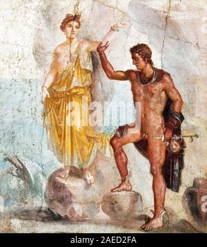 Perseus and Andromeda. Fresco from the ruins of ancient Pompeii, Italy, dating from the 1st Century AD. Stock Photo