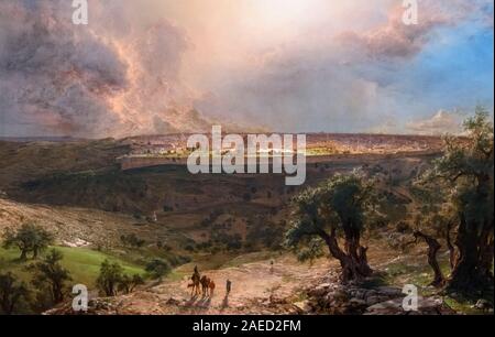 Jerusalem from the Mount of Olives by Frederic Edwin Church(1826-1900), oil on canvas, 1870 Stock Photo