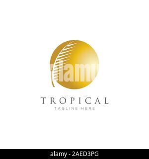 Palm leaf logo design template.luxury elegant palm tree symbol Stock Vector