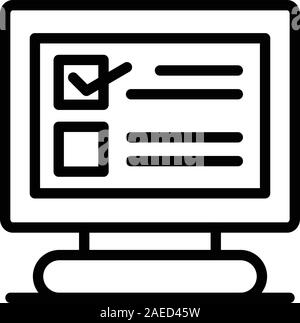 Computer test icon, outline style Stock Vector