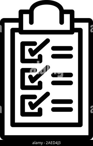 Clipboard icon, outline style Stock Vector