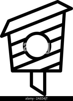 Wood bird house icon, outline style Stock Vector