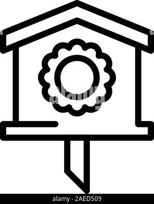 Ornament bird house icon, outline style Stock Vector