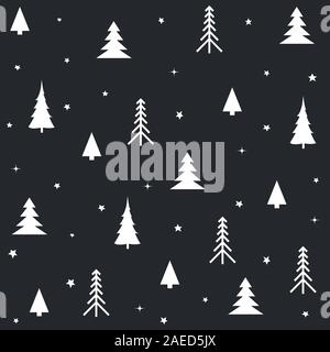 Seamless natural ornament on the Christmas theme, black winter card Stock Vector