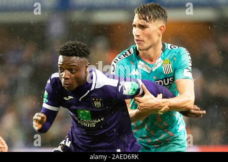 BRUSSELS, BELGIUM - December 08: Jeremy Doku of Anderlecht and Francis  Amuzu of Anderlecht look dejected after the Jupiler Pro League match day 18  between Rsc Anderlecht vs Sporting Charleroi on December