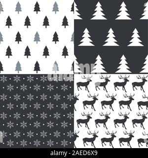 Winter Christmas vector seamless patterns Stock Vector