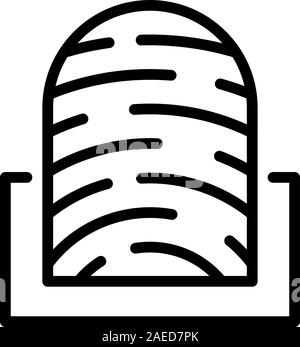 Fingerprint scan process icon, outline style Stock Vector