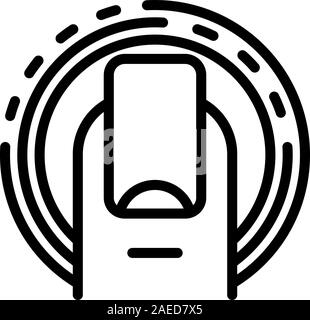 Glass fingerprint protection icon, outline style Stock Vector