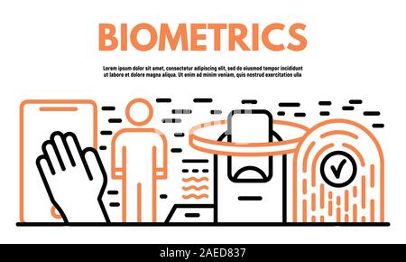 Biometrics banner, outline style Stock Vector