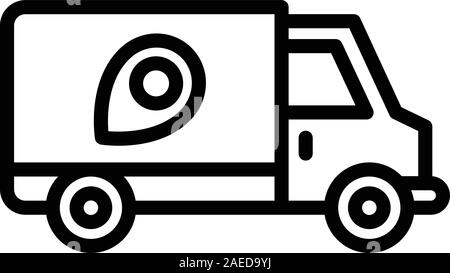 Truck relocation icon, outline style Stock Vector