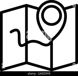 Relocation map icon, outline style Stock Vector