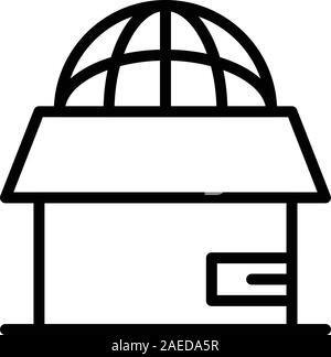 Global box relocation icon, outline style Stock Vector