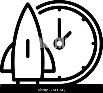 Rocket time shipping icon, outline style Stock Vector