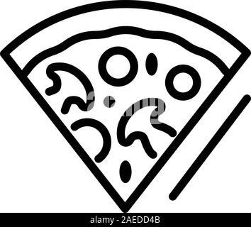 Slice of pizza with mushrooms icon, outline style Stock Vector