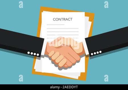 Conclusion of the contract. Handshake. Two hands doing a handshake, business concept. Stock Vector