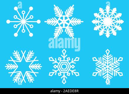 Flat design holiday snowflakes isolate on blue background. Vector illustration.  Stock Vector