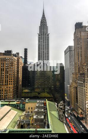 New York City - October 25, 2019: View of the Chrystler Building along the New York City skyline during the day. Stock Photo