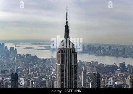 View of skyscrapers along the New York City skyline during the day. Stock Photo