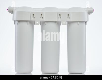Drinking water cleaning filter system isolated on white background Stock Photo