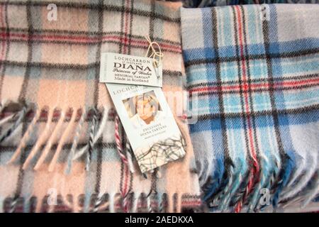 Diana Princess of Wales memorial tartan, Gretna Green Famous Blacksmiths Shop, Gretna Green, Gretna, Dumfries and Galloway, Scotland, United Kingdom Stock Photo