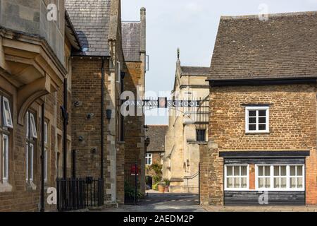 Entrance to Oakham School, Chapel Close, Market Place, Oakham, Rutland, England, United Kingdom Stock Photo