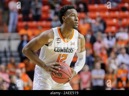 Stillwater, OK, USA. 8th Dec, 2019. Oklahoma State forward Cameron McGriff (12) with the ball during a basketball game between the Wichita State Shockers and Oklahoma State Cowboys at Gallagher-Iba Arena in Stillwater, OK. Gray Siegel/CSM/Alamy Live News Stock Photo