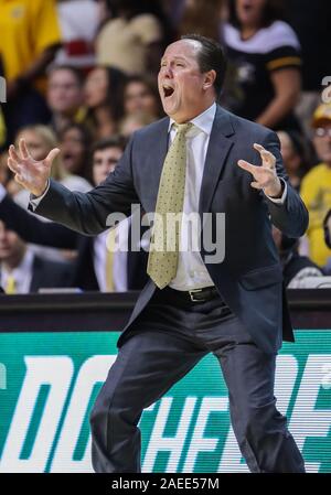 Stillwater, OK, USA. 8th Dec, 2019. Head Coach Gregg Marshall disputes a call during a basketball game between the Wichita State Shockers and Oklahoma State Cowboys at Gallagher-Iba Arena in Stillwater, OK. Gray Siegel/CSM/Alamy Live News Stock Photo