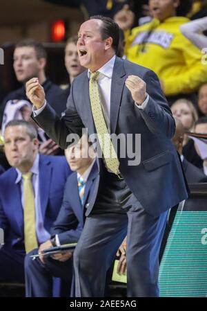 Stillwater, OK, USA. 8th Dec, 2019. Head Coach Gregg Marshall disputes a call during a basketball game between the Wichita State Shockers and Oklahoma State Cowboys at Gallagher-Iba Arena in Stillwater, OK. Gray Siegel/CSM/Alamy Live News Stock Photo