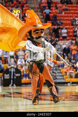 Stillwater, OK, USA. 8th Dec, 2019. Oklahoma State mascot Pistol Pete during a basketball game between the Wichita State Shockers and Oklahoma State Cowboys at Gallagher-Iba Arena in Stillwater, OK. Gray Siegel/CSM/Alamy Live News Stock Photo