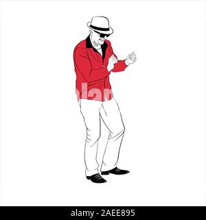 Nicely dressed man dancing and enjoying himself - vector illustration Stock Vector