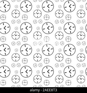 Clock icon seamless pattern on white background. Vector Illustration Stock Vector