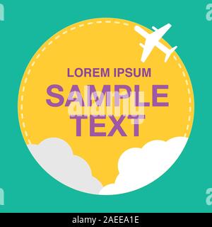 Airplane flying on Yellow circle for copy space, Creative Background Idea for Travel Office, Magazine, Aeronautical school, Ads and Poster - Vector Il Stock Vector