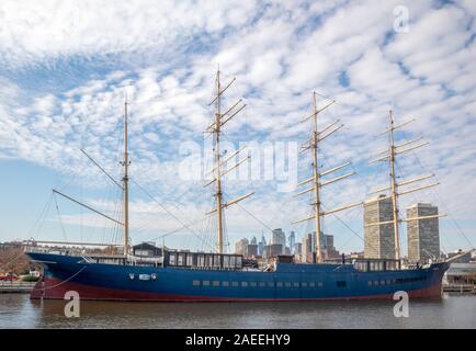 Philadelphia, Pennsylvania - November 25, 2019: Tall ship docked at the waterfront in Philadelphia, Pennsylvania Stock Photo