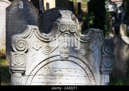 Jewish cementery, town Trebic (UNESCO, the oldest Middle ages settlement of jew community in Central Europe), Moravia, Czech republic, Europe Stock Photo