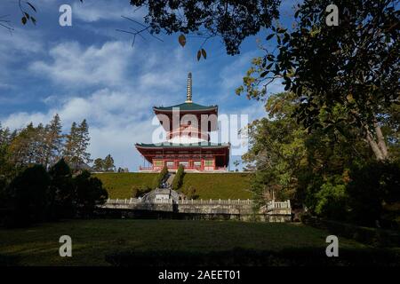 The stunning Great Pagoda of Peace at the Naritasan Shinshoji Edo era Buddhist temple complex in Narita, Japan. Stock Photo