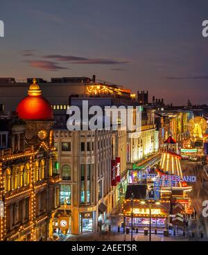 Christmas lights in Northumberland Street, Newcastle upon Tyne, Tyne and Wear, England, United Kingdom Stock Photo