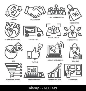 Advertising and marketing line icons Stock Vector