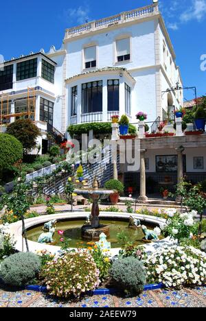 Fountain in the pretty gardens at Don Bosco house, Ronda, Malaga Province, Andalucia, Spain, Europe. Stock Photo
