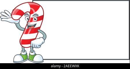 Christmas candy cane with board cartoon character style Stock Vector