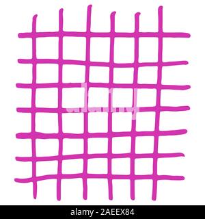 Handdrawn pink grid. Vector illustration. Stroke ink and marker. Stock Vector